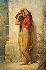 Harem Paintings - Harem Girl with Tambourine by Joseph Bernard